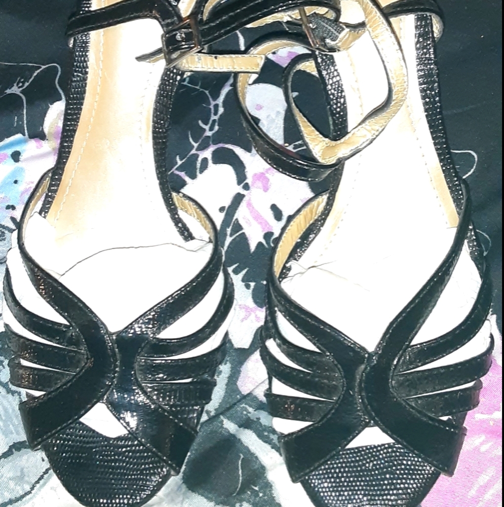 Black Alex Marie Snakeskin Pumps